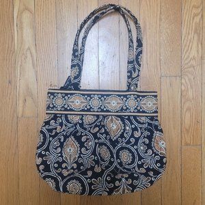 Vera Bradley Hannah Bag Cafe Latte Brown Black Purse Handbag Retired EUC